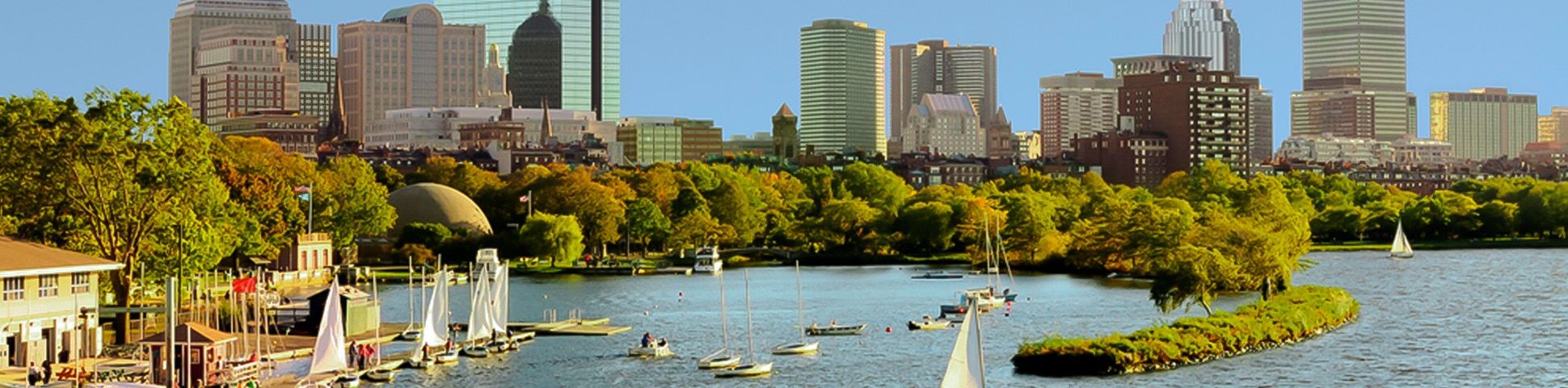 Charles River esplanade view of Cambridge