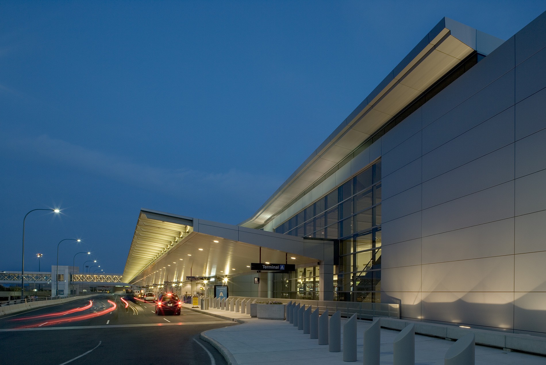 Logan Airport terminal exterior Boston
